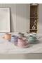 Colorful Patterned Gold Gilded Coffee Cup Set for 6 People - 2