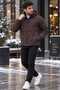 New Season Relaxed Men's Comfortable Fit Hooded Coat, Brown - 3