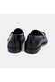 Women's Black Asymmetrical Leather Loafer with Gold Buckle - 7