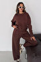 Women's Crew Neck Sweatshirt Baggy Wide Leg Sweatpants Two-Piece Set - 2