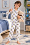Boys' Pajama Set Animal Patterned Long Sleeve Shirt Collar 2-Piece Pajama Set - 2