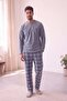 Smoked Plaid Patterned Fleece Men's Pajama Set - 6