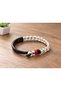 Sevrano Ivoryhook Cream White Leather Men's Bracelet - Black Open Clasp - 2