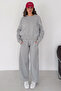 Women's Crew Neck Sweatshirt Baggy Wide Leg Sweatpants Two-Piece Set