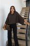 Brown Bat Sleeve Knitwear Blouse - 261126 - 4
