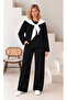 Women's Plus Size Crew Neck Scarf Detailed Oversize Loose Cut Lycra Modal Fabric Tracksuit Set 29502 - 5