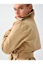 Camel Hair Jacket with Collar Belt Detail Woven Trench Coat - 5