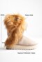 Women's Beige Suede Fur Detailed 5cm Thick Sole Winter Casual Boots - 2