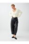 Black Relaxed Fit Leather Look Trousers - 5