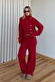 Red Turtleneck Buttoned 3-Piece Knitwear Set - 1430 - 5