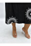 Plus Size Floral Patterned Printed Long Women's Dress with Drawstring Detail on the Sleeves - 5