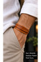Rivelto Caramelband Caramel Brown Leather Men's Bracelet - Five-Row Band