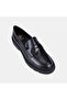Women's Black Classic Leather Loafer with Thick Toothed Sole - 7