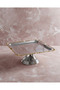Stainless Steel Square Edge Gold Patterned Titanium 1 Piece Silver Base Cake and Pastry Presentation Serving Stand - 2