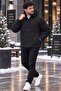 New Season Relaxed Men's Comfortable Fit Hooded Coat, Black - 4
