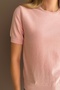 Crew Neck Glittery Soft Textured Blouse - 6
