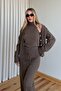 Milky Brown Turtleneck Buttoned 3-Piece Knitwear Set - 1430 - 5
