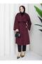 Women's Oversize Button Belt and Slit Detail Pelerine Detail Mid-Length Trench Coat