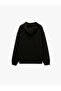 Comfortable Fit Kangaroo Pocket Three Thread Raster Printed Hooded Sweatshirt - 2