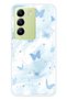 Vivo V30 Lite Compatible Pastel Blue Butterfly Pattern Transparent Phone Case