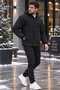 New Season Relaxed Men's Comfortable Fit Hooded Coat, Black - 2