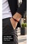 Tervano Redloop Red Black Leather Men's Bracelet - Black Open Shackle