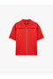 Regular Fit Zippered Turn-Down Collar Short Sleeve Knitwear Cardigan