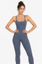 Women's Indigo Color Backless Cross Strap Strapless Yoga Pilates Leggings Sports Jumpsuit - 3