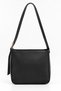 Adjustable Strap Leather Look Casual Zipper Closure Buckle Detailed Black Shoulder Bag
