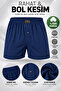 Men's Boxer 100% Cotton (Seher Yetikili Satıcısı) 3 Pieces Combed Cotton Buttoned Boxer – Smoked Black Navy Blue - 3