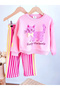 Girl's Cat Printed 100% Cotton Pink Set - 5
