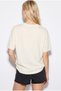 Women's Ecru 100% Cotton Minimal Print Detailed Oversize T-Shirt 60382632 - 5