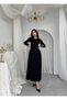 Modal Fabric Long Sleeve Waist Fitted Flared Midi Women's Dress - 3