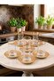 12 Pcs Tea Set -glass and porcelain-gilt patterned - 2