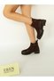 1405 Eren Shoes&Bag Genuine Leather Nubuck Serrated Non-Slip Sole Thick Heeled Zippered Women's Daily Comfortable Boots Real Leather Nubuck Brown - 3