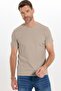 Men's Slim Fit Cotton Soft Texture Lycra Flexible Fabric Basic Beige Crew Neck T-Shirt - 3