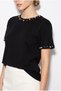 Women's Black Bead Embroidered 100% Cotton T-Shirt 60382631 - 5