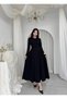 Modal Fabric Long Sleeve Waist Fitted Flared Midi Women's Dress