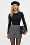 Women's Vex Shorts Lined Asymmetrical Button Detailed Anthracite Skirt