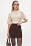 Women's Vex Shorts Lined Asymmetrical Button Detailed Brown Skirt - 3