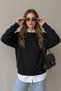 Women's Winter Thick Fleece Lined Puff Fabric Crew Neck Regular Sweatshirt - 5