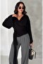 Women's Double Breasted V-Neck Belted Waist Tie Bat Sleeve Loose Long Sleeve Blouse - 7