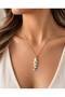 316L Stainless Steel Fish Bone Colorful Bead Detailed Necklace Gold Color White Detailed Women's Necklace - 2