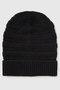 Women's Black Wool Blend Striped Knitted Beret