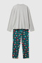 Men's Gray Melange 100% Cotton Disney Printed Pajama Set - 2
