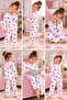 Girls' Pajama Set Cherry Patterned Long Sleeve Shirt Collar 2-Piece Pajama Set - 4
