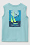 Boy's Water Green Round Neck Undershirt with Print and Processing Detail - 2