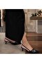 Women's Black Thin Short Heeled Comfortable Pointed Toe Open Back Stiletto Heeled Shoes - 3