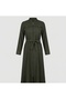 Women's Hijab Zippered Belted Long Dress, Ferace – Khaki - 2