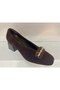 Genuine Leather Suede Stilletto Block Heeled Women's Shoes - 2